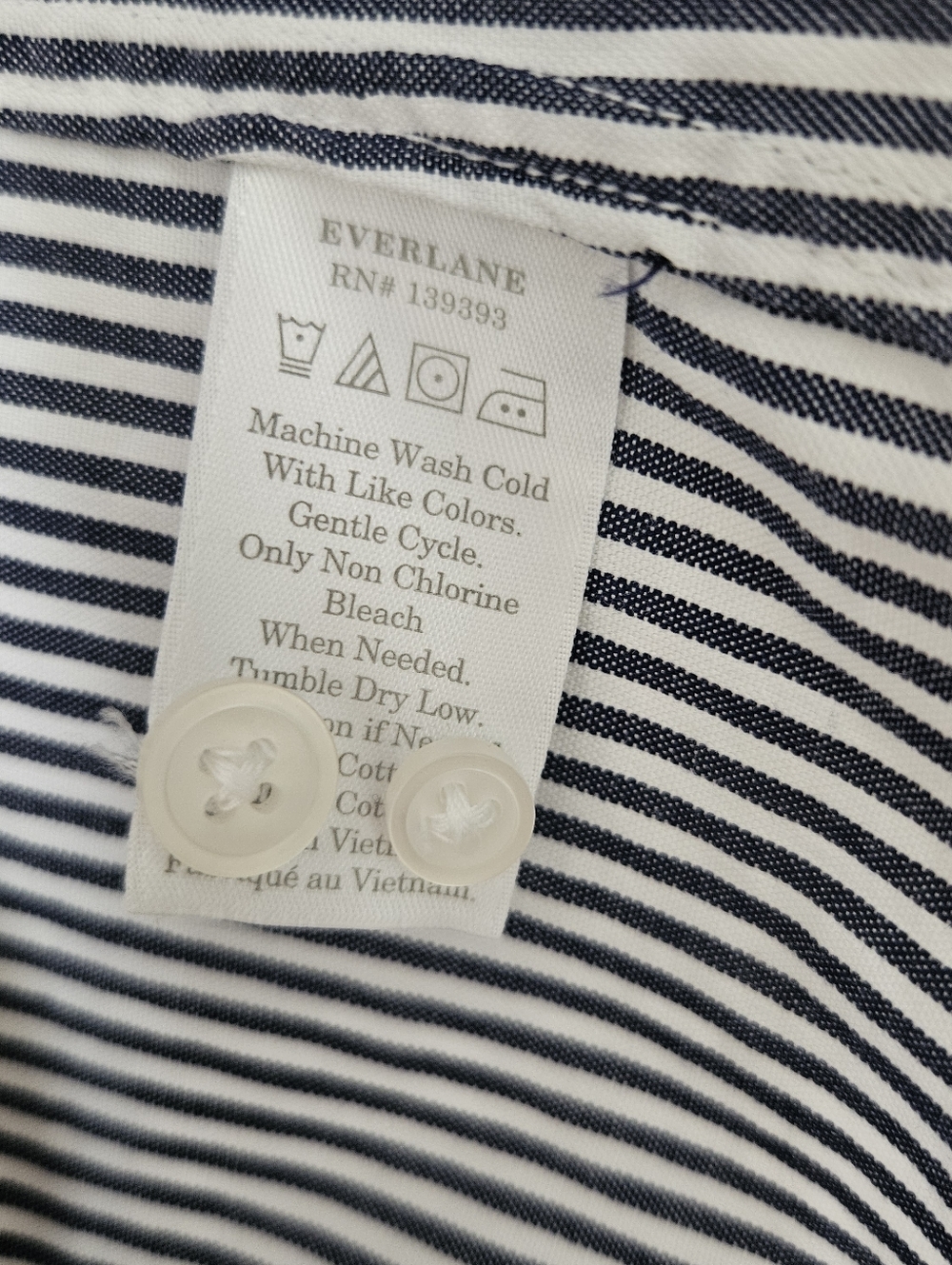 EVERLANE Air Oxford Short Sleeve Striped Button Down Shirt Navy Blue White M - Picture 5 of 9